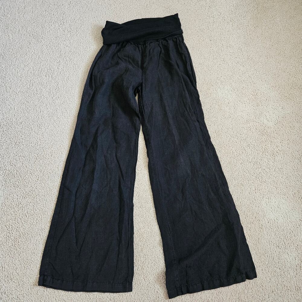 Bella Dahl Summer Linens Roll Over Pant Black Medium